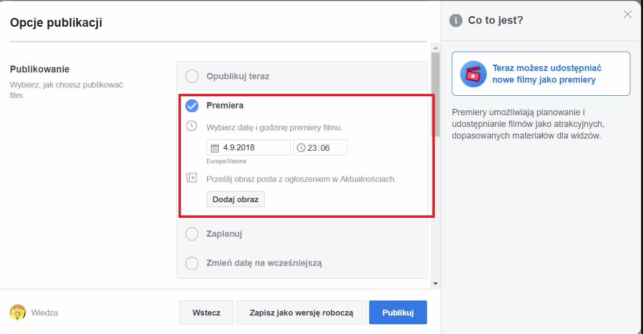 planowanie postów na facebooku